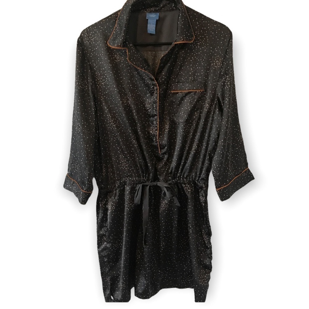 3/$15 Simply Vera satin button down dress with cinch drawstring (D9)